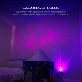 Enbrighten Galaxy Wave projector compact design fits bedrooms, living rooms, and nurseries.
