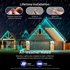 Smart app control for Enbrighten VIBE Eternity Eave Lights via mobile device.