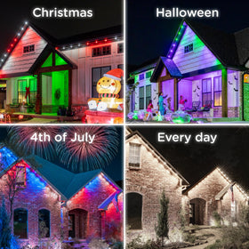 Enbrighten VIBE Eternity LED puck close-up highlighting color options for vibrant exterior lighting.
