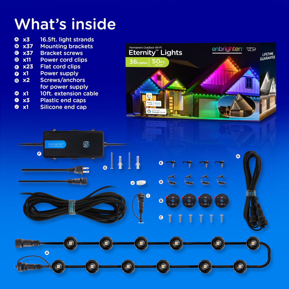 Enbrighten VIBE Eternity mounting brackets and hardware for DIY installation.