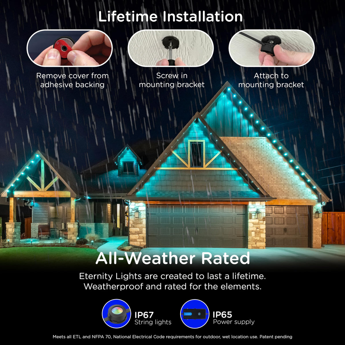 Enbrighten VIBE Eternity smart app control demonstrates easy schedules and color modes.