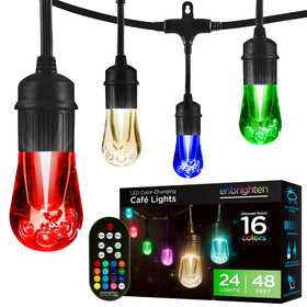 Enbrighten Vintage Outdoor String Lights with 24 RGB acrylic bulbs for versatile outdoor ambiance