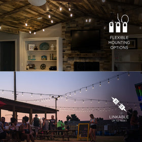 Enbrighten weatherproof lights withstand rain and heat for outdoor installations.