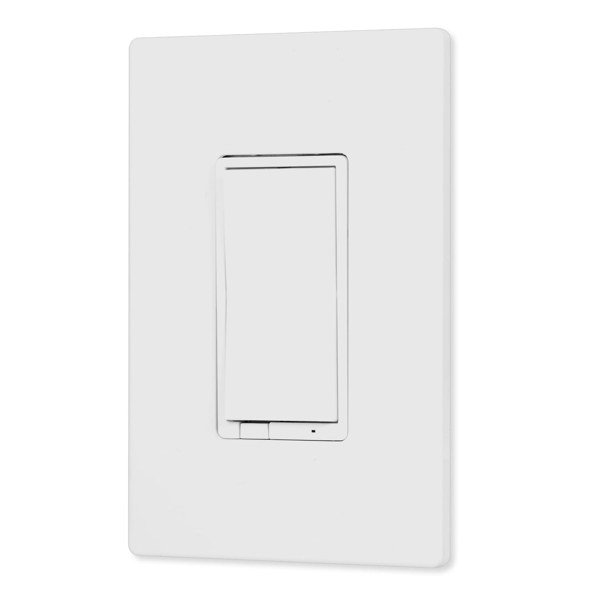 Enbrighten Z-Wave dimmer switch wall plate angle highlighting quick-fit installation