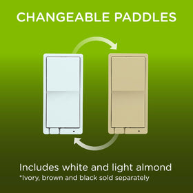 Enbrighten Z-Wave Plus fan-control-changeable-paddles white and almond to match decor.