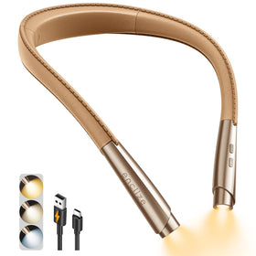 Enclize neck reading light front view, compact gold rose design for bedside reading.