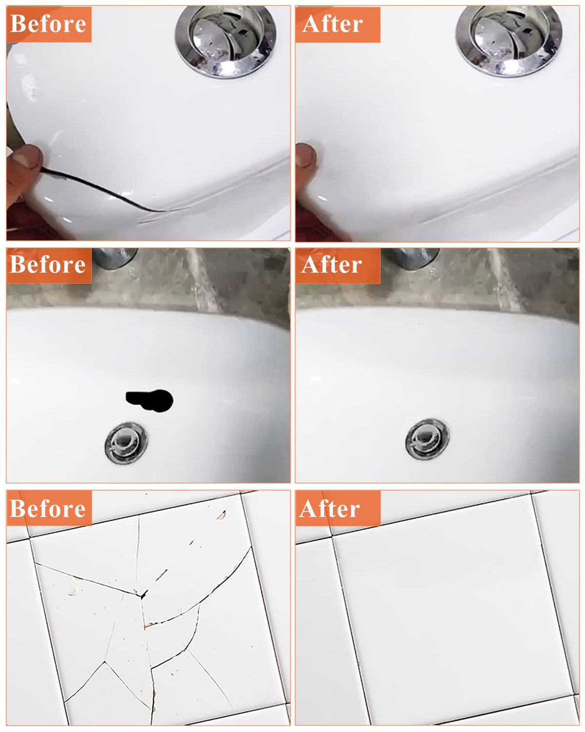 Endhokn shower tray repair kit shows waterproof finish after dry.