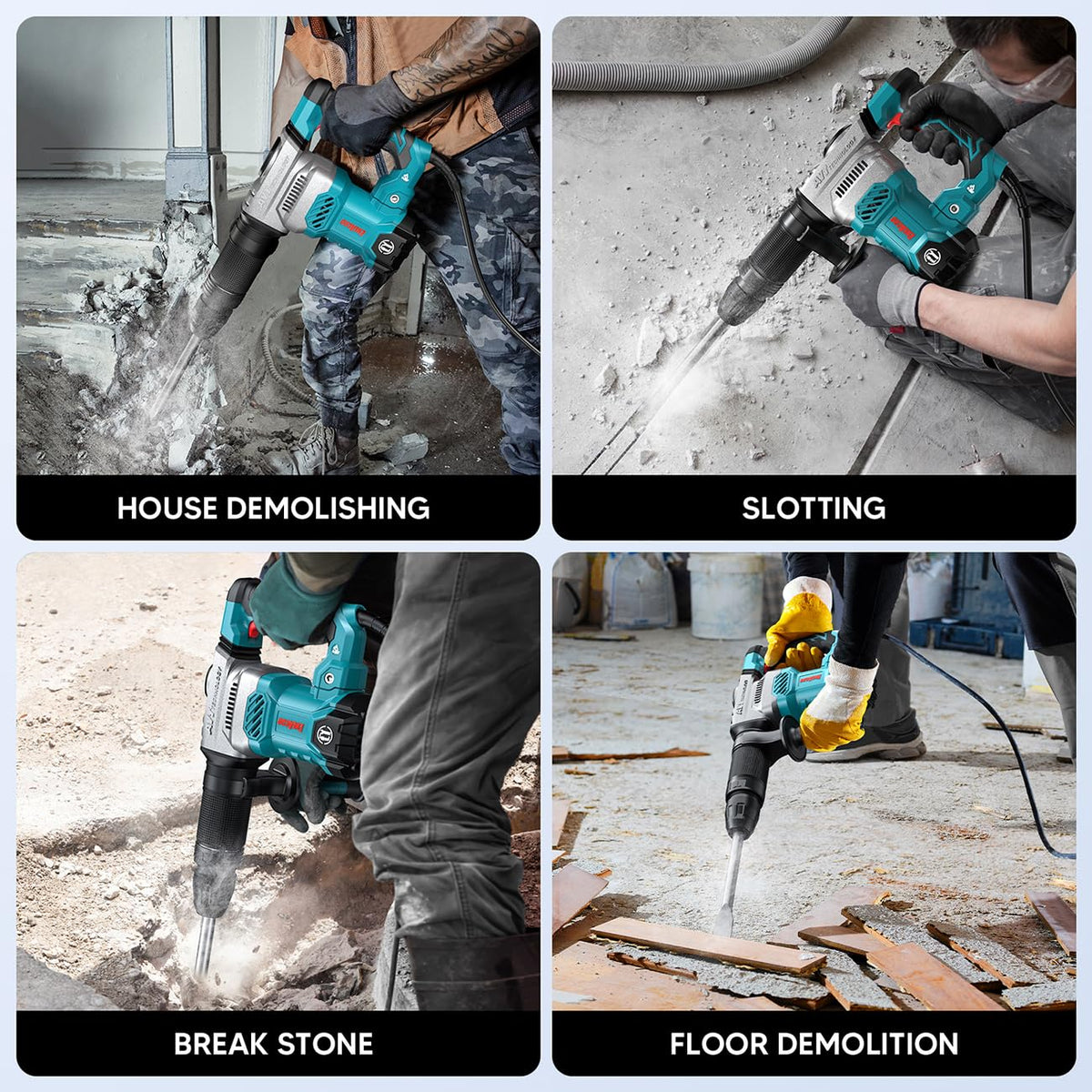 ENEACRO kit includes chisels, grease, and bag for convenient setup and transport.