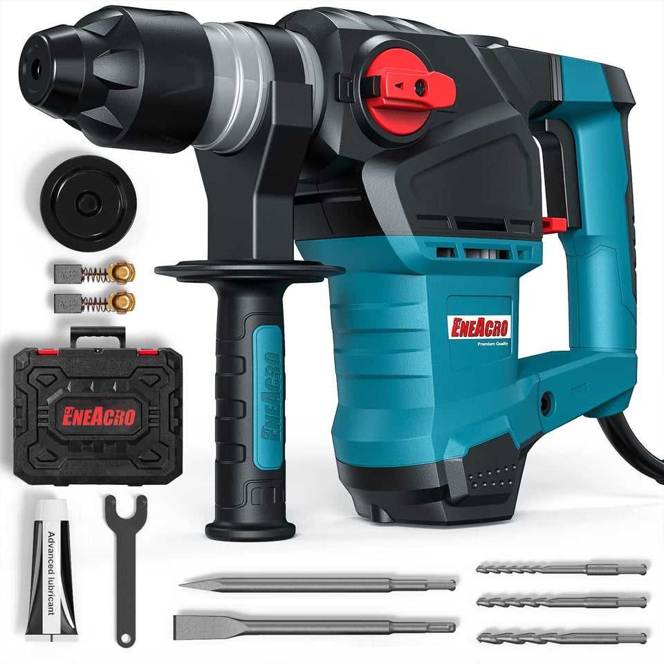 ENEACRO rotary hammer with 12.5A motor for heavy concrete drilling.