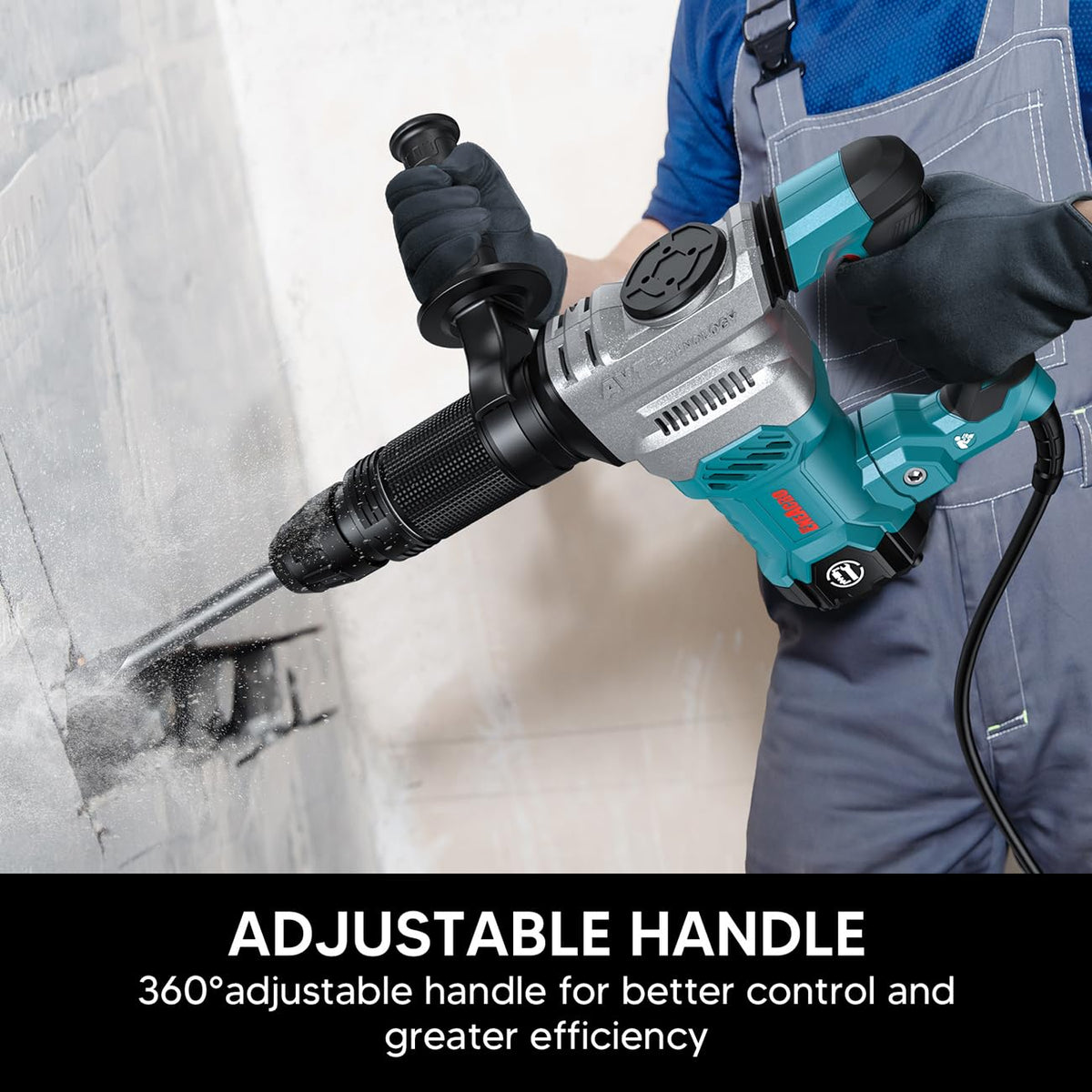 ENEACRO SDS‑Max chuck for quick, tool‑free chisel changes.