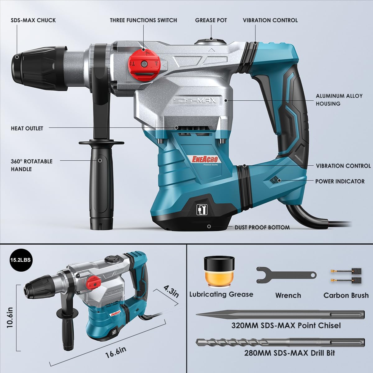 ENEACRO SDS-Max drill bit in kit for precision concrete drilling