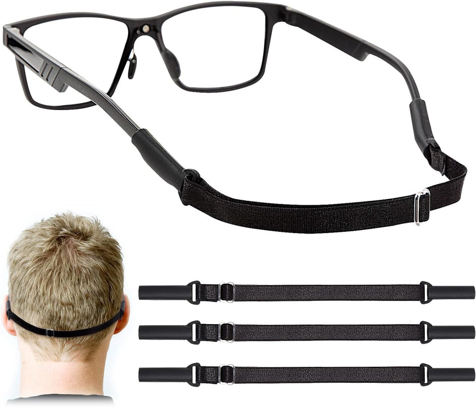 Enenfly adjustable glasses straps in black keep eyewear secure during outdoor activities.