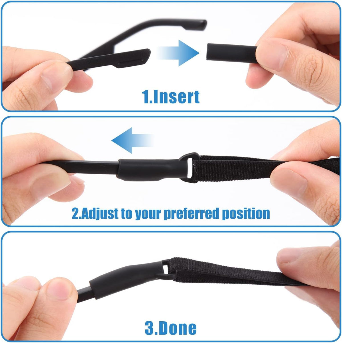Enenfly's adjustable length from 10 to 16 inches fits most head sizes.
