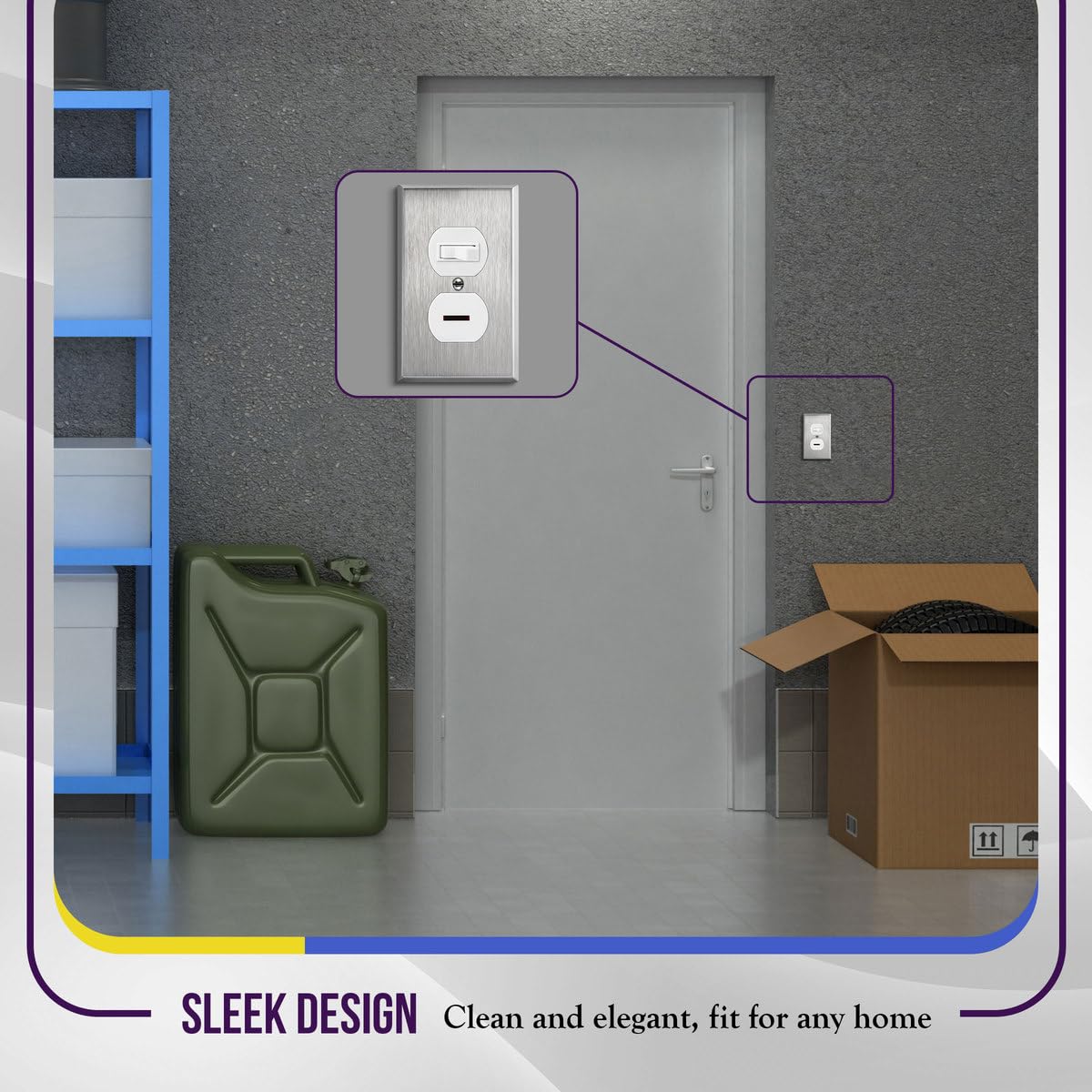 ENERLITES contemporary stainless plate enhances interiors while protecting outlets.