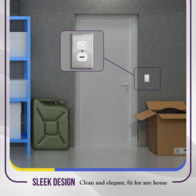 ENERLITES contemporary stainless plate enhances interiors while protecting outlets.
