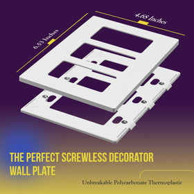 ENERLITES screwless decorator wall plate 3-gang dimensions white shows easy install fit