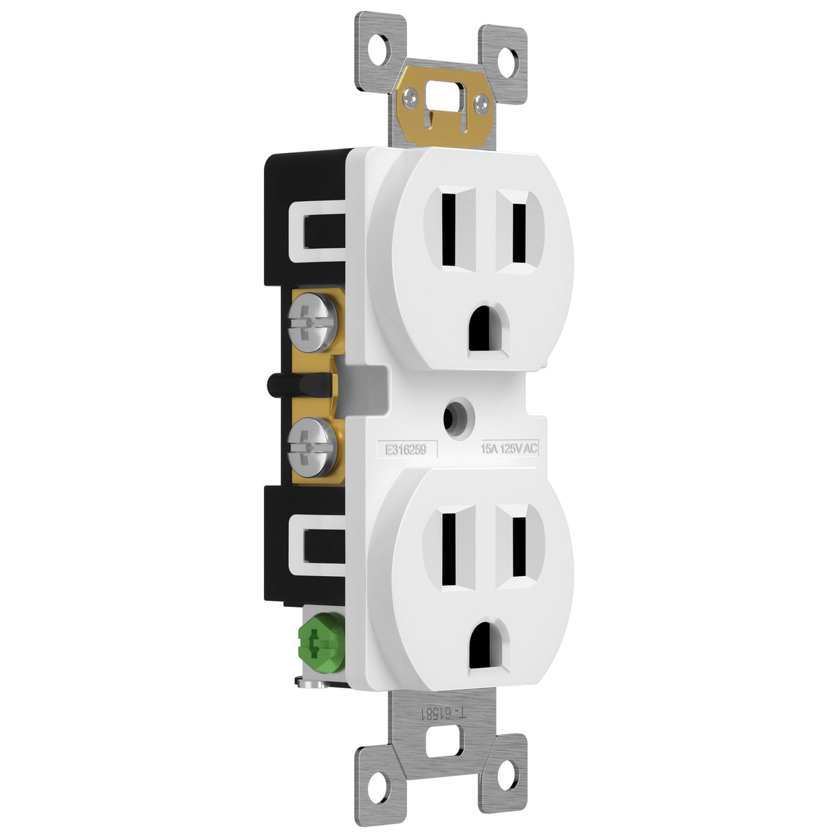 ENERLITES compact shallow-design receptacle highlighting easy wiring and installation