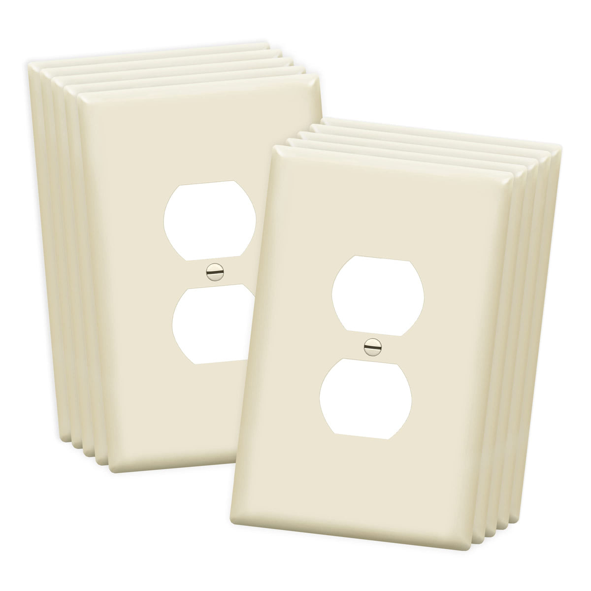 ENERLITES duplex wall plate in light almond with glossy finish for a clean look
