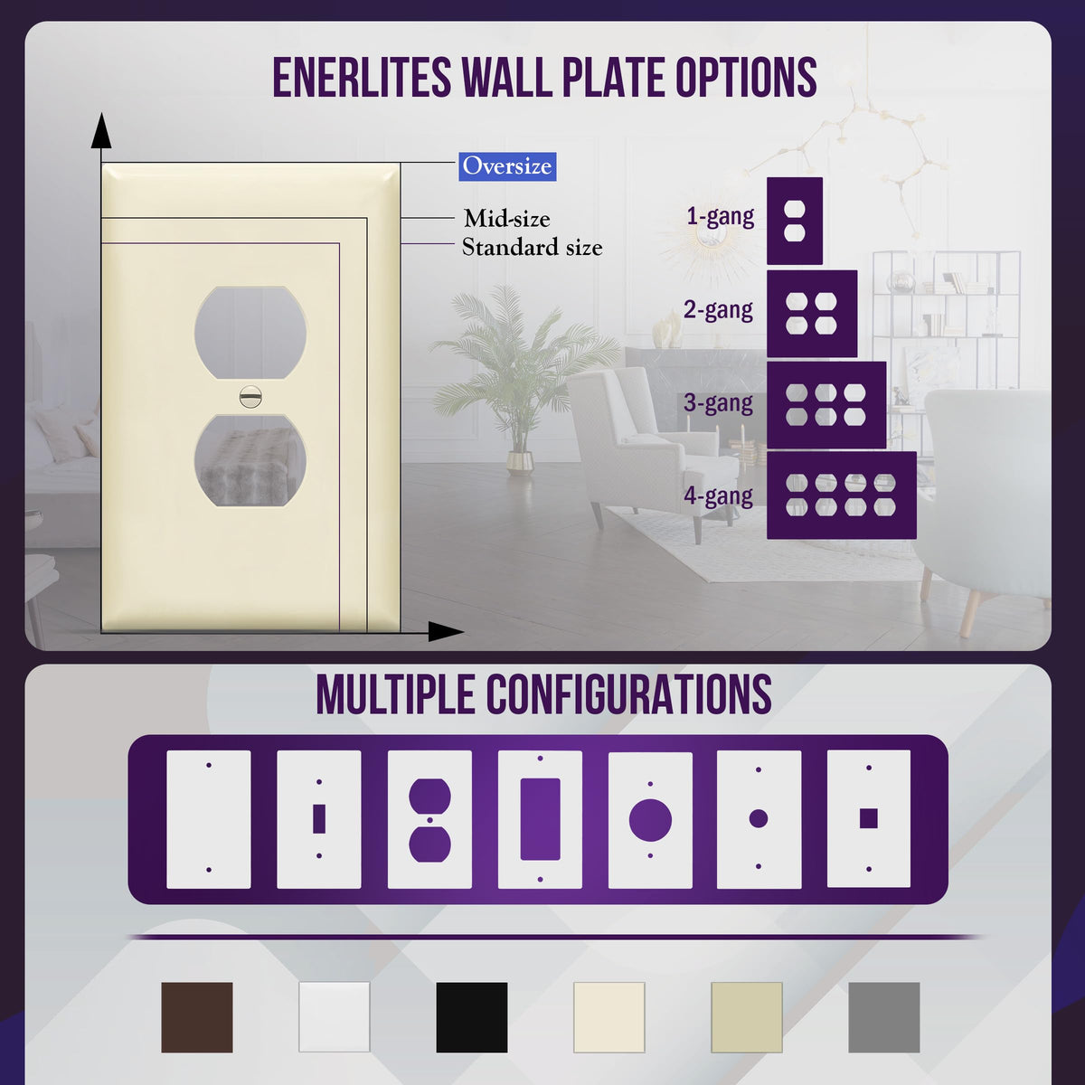 ENERLITES light almond wall plate includes matching colored screws for quick installation