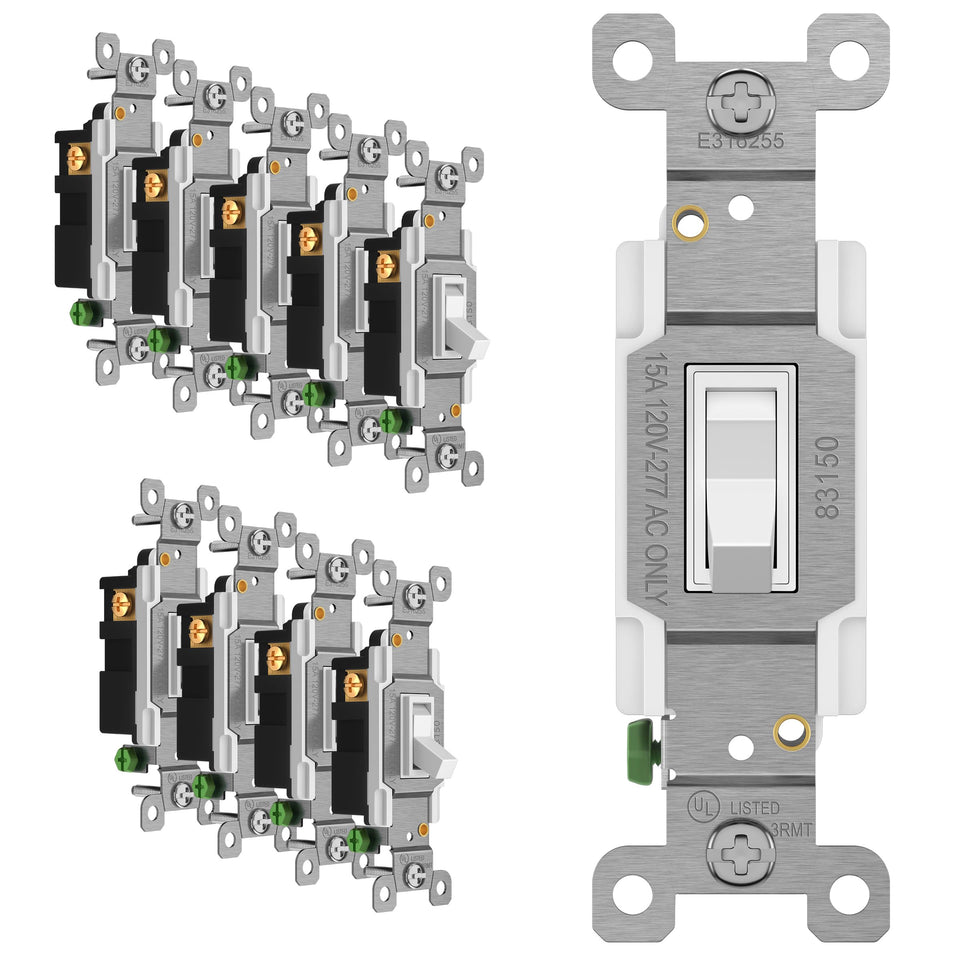 ENERLITES toggle switch front view highlights a durable residential-grade design.