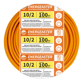 Energeaster 10/2 NM-B indoor wire with orange jacket ideal for easy pulling in homes.