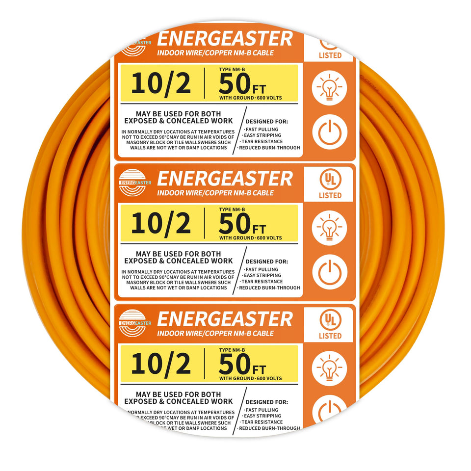 Energeaster 10/2 NM-B wire orange coil for indoor wiring projects.
