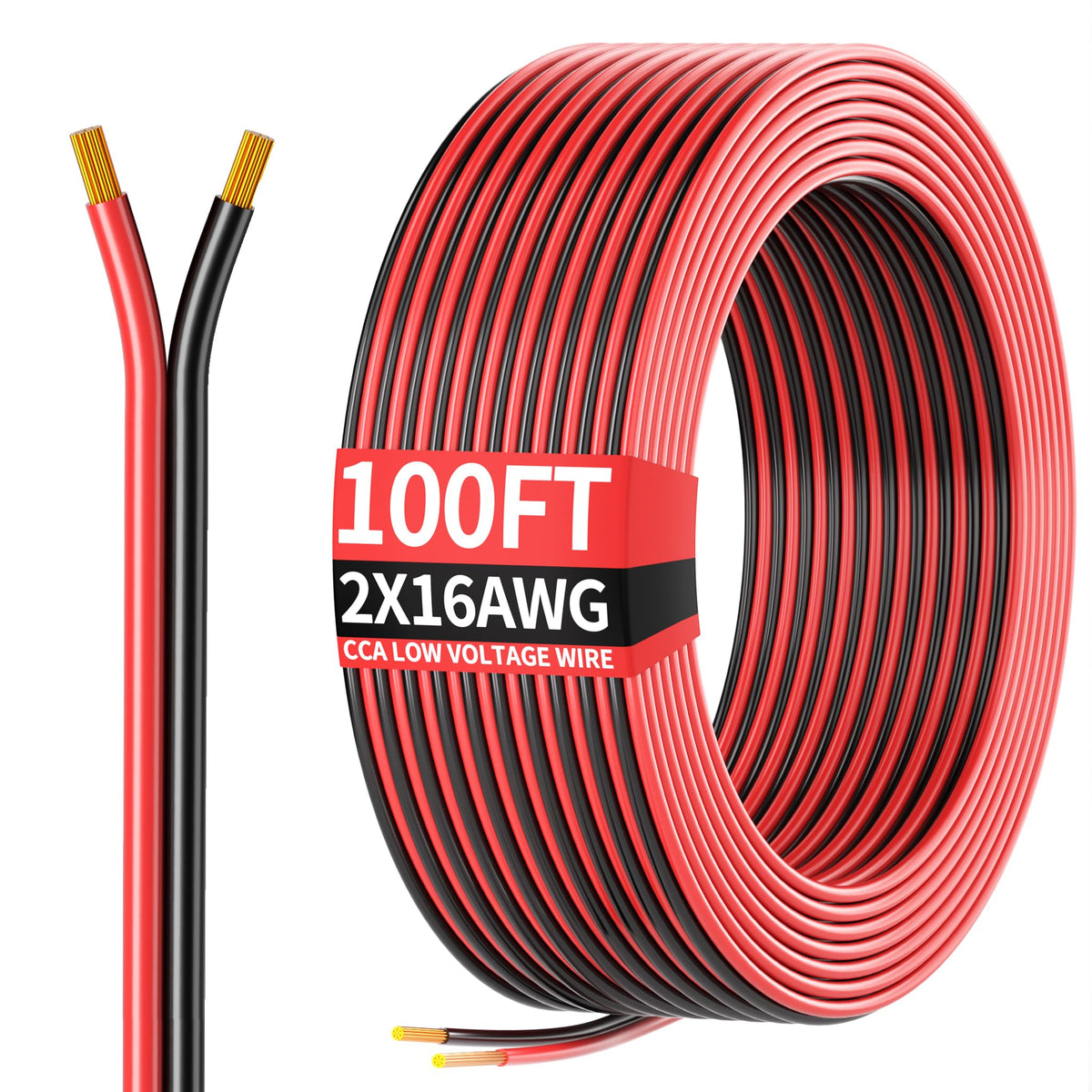 Energeaster 100ft 16AWG wire roll for versatile home and automotive wiring.