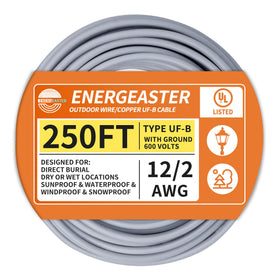 Energeaster 12/2 UF-B wire 250 ft spool for direct burial outdoor lighting