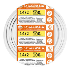 Energeaster 14-2 NM-B cable 100ft coil for easy pulling in residential wiring.