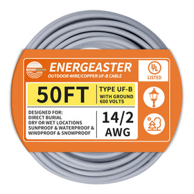 Energeaster 14/2 UF-B wire with copper conductors for direct burial and outdoor lighting.