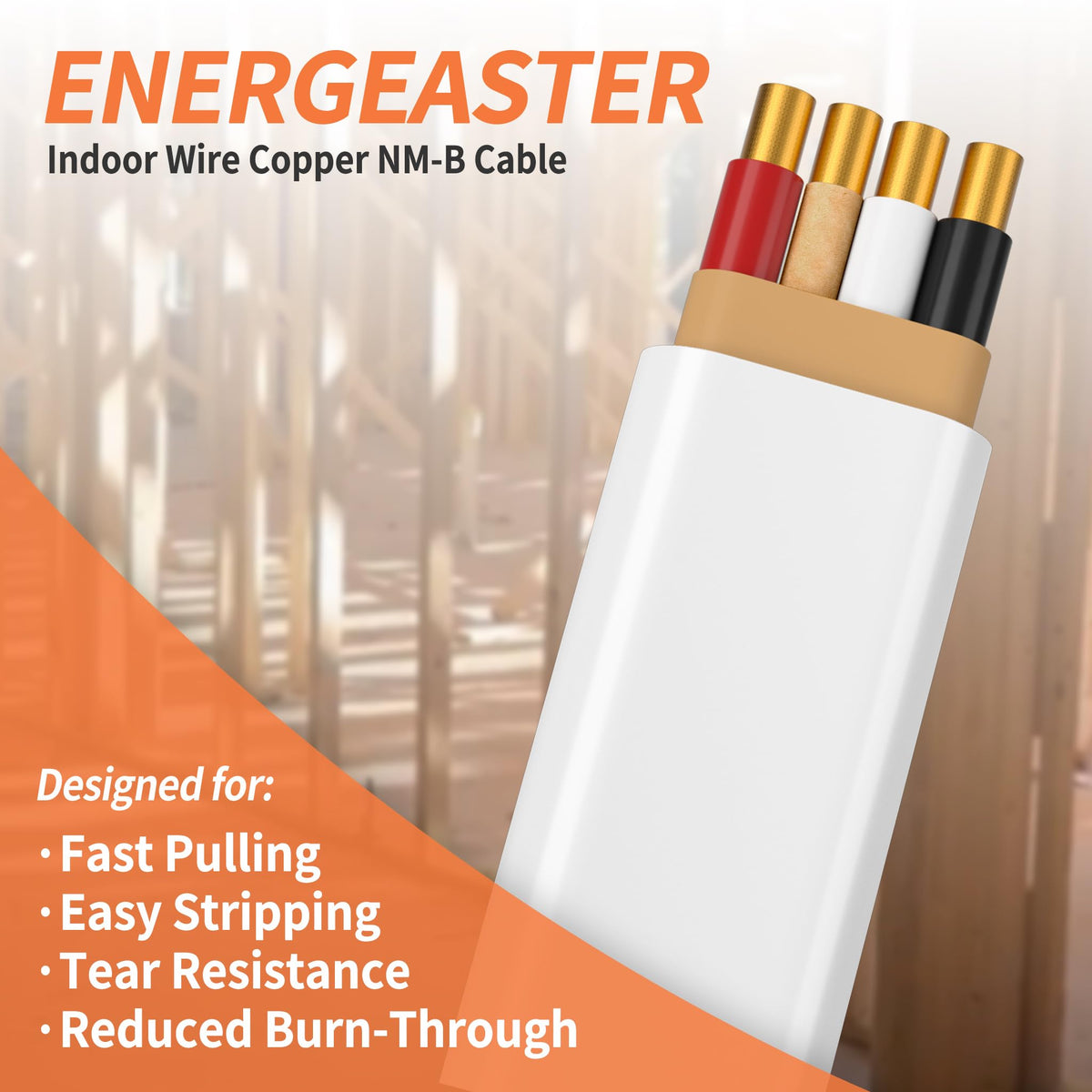 Energeaster 14 AWG pure copper conductors close-up highlight conductivity.
