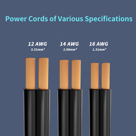 Energeaster 16GA speaker-wire setup shown for audio connections