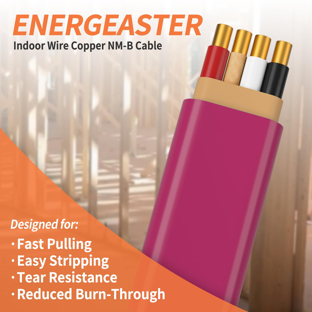 Energeaster 600V-rated NM-B cable for stable dry-location power runs