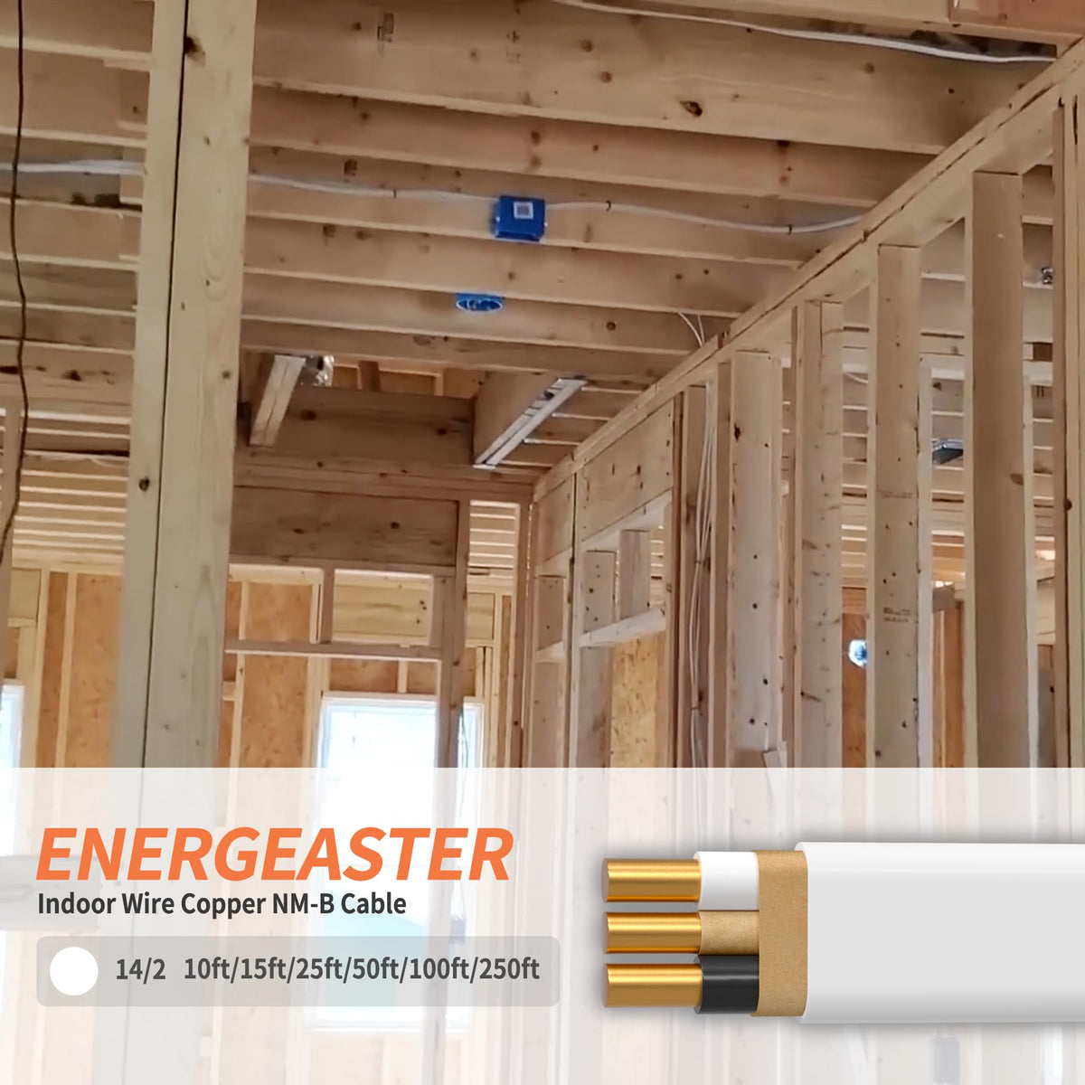 Energeaster indoor 14-gauge solid conductors ideal for wall cavities.