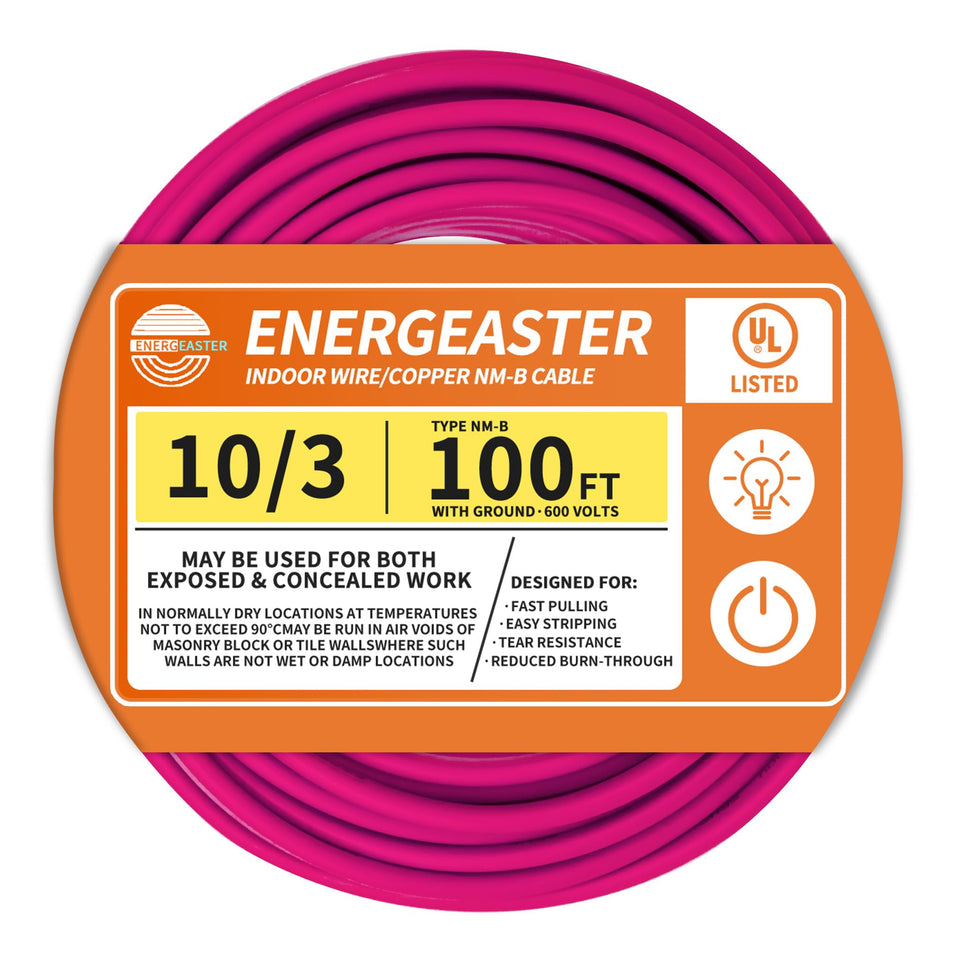 Energeaster solid copper cable with pink insulation for durable indoor wiring