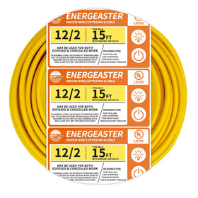 Energeaster solid indoor 12/2 NM-B cable in white jacket, easy to pull and install