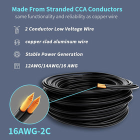 Energeaster two-conductor black PVC jacket supports flexible DC hookups.