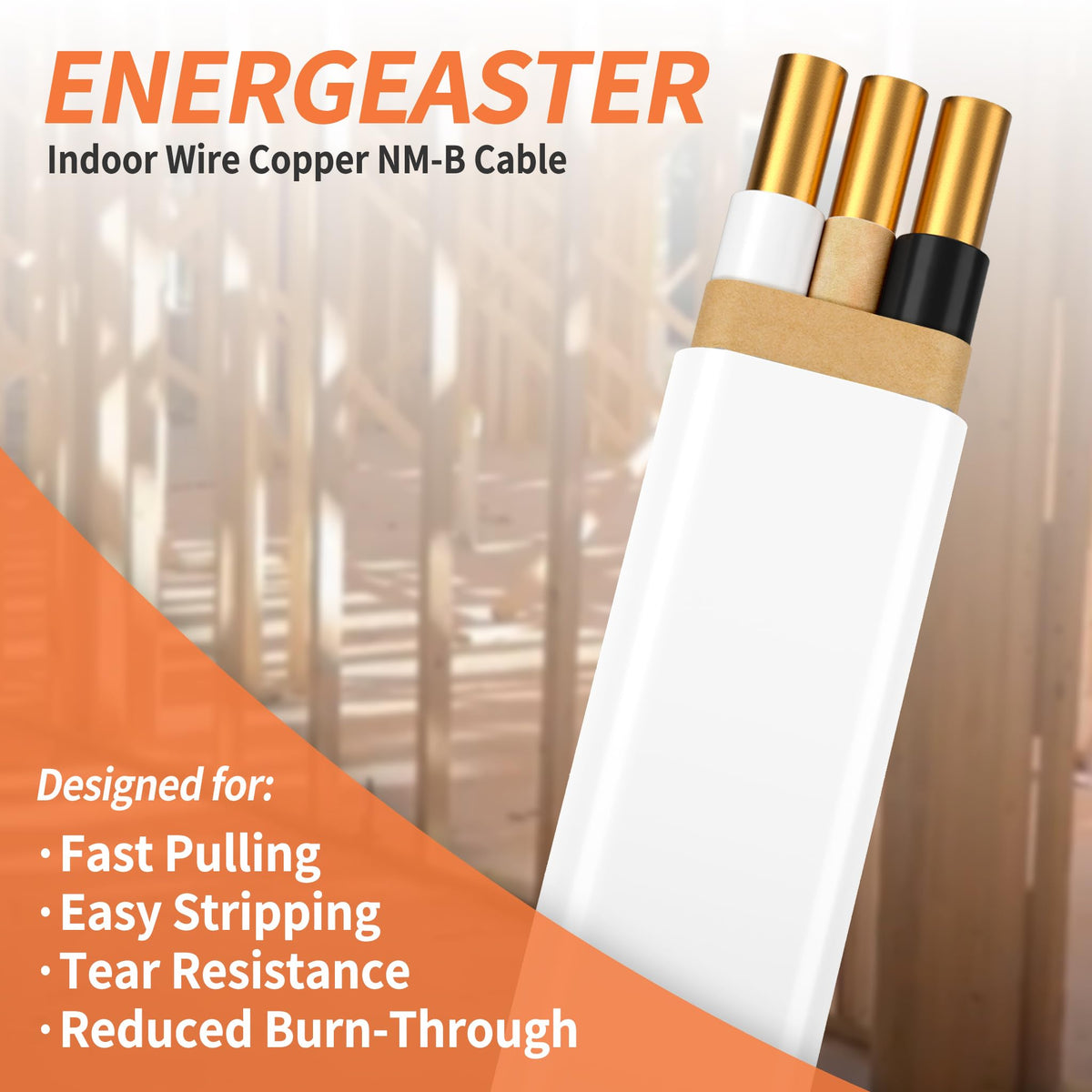 Energeaster white jacket 14-2 NMB wire ready for installation