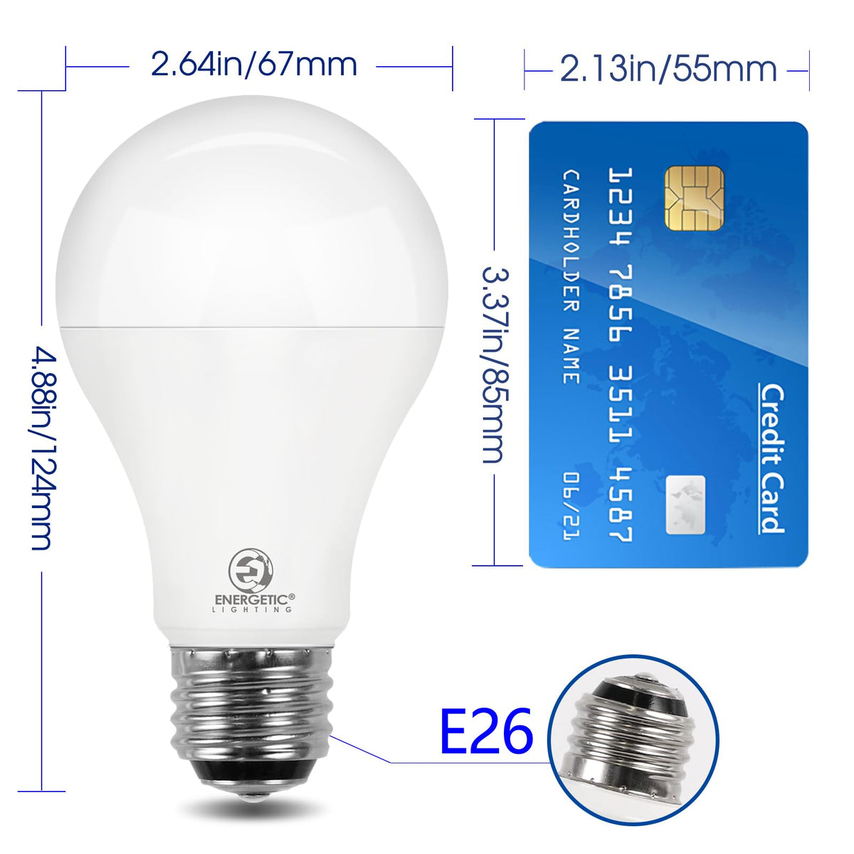Energetic Lighting 3-way A21 LED bulb with 100W equivalent brightness for tasks.