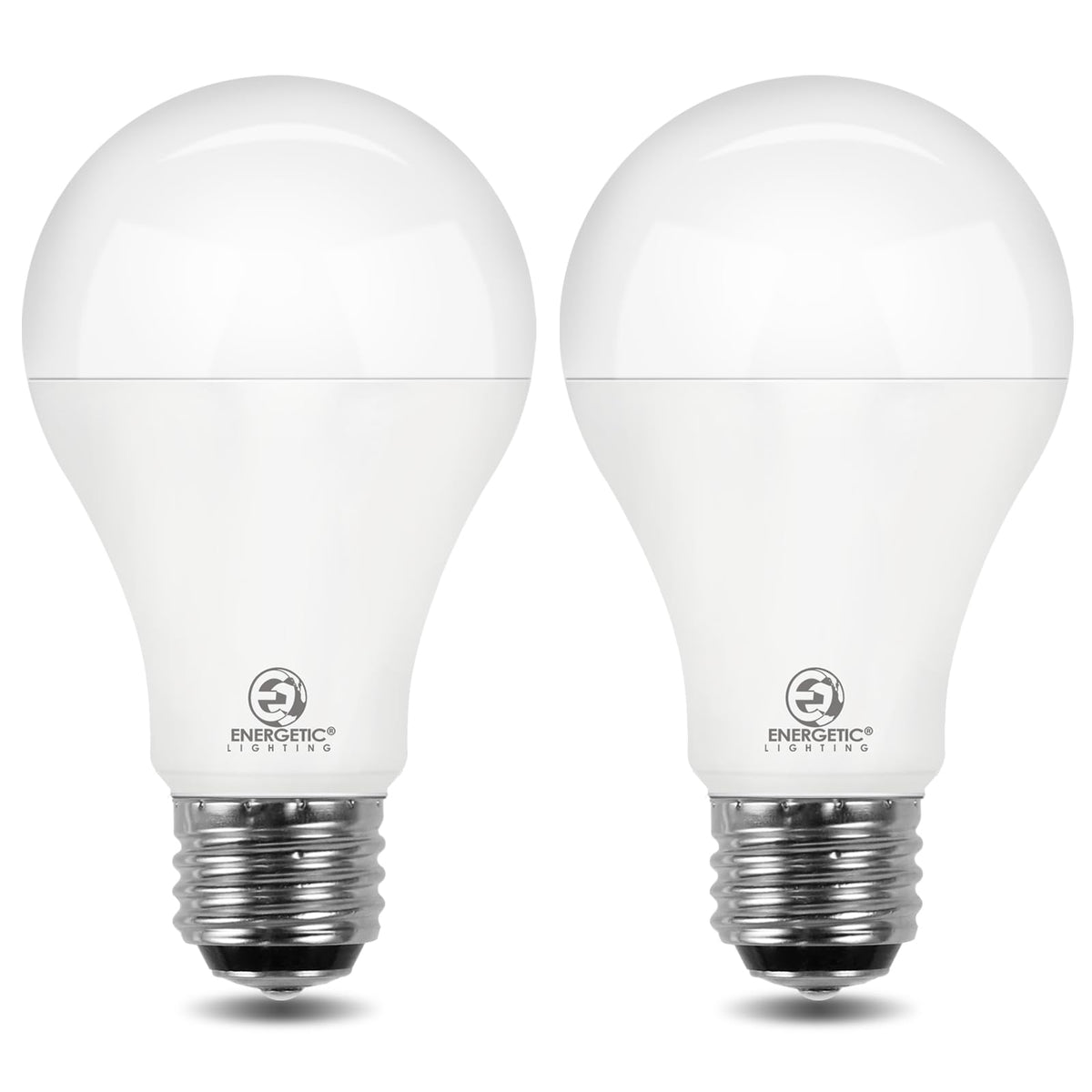 Energetic Lighting 3-way A21 LED bulb with 50W equivalent brightness for living spaces.