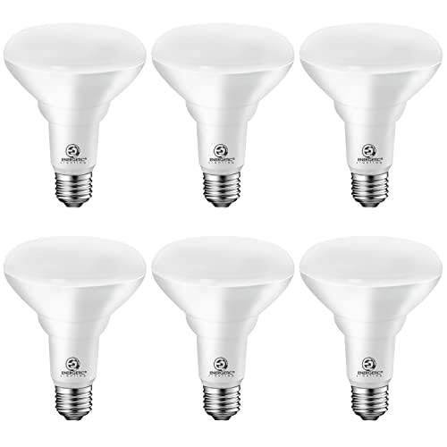 Energetic Lighting BR30 bulb front view emitting warm 2700K light for cozy living spaces.