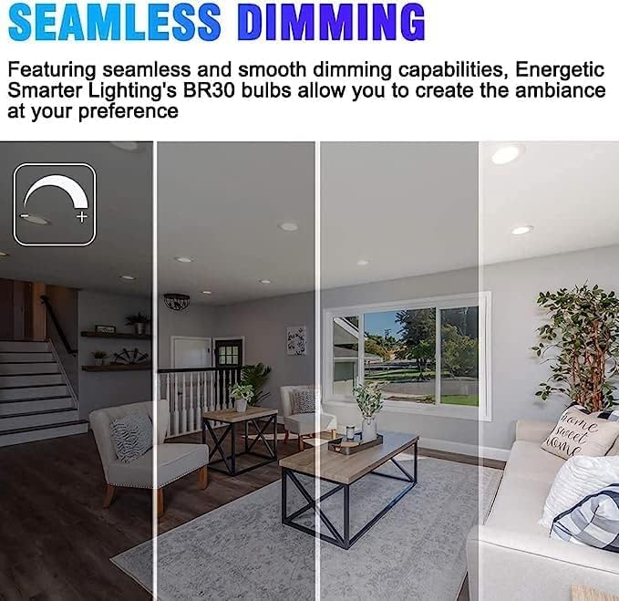 Energetic Lighting BR30 bulb installed in recessed can lighting for ceilings.