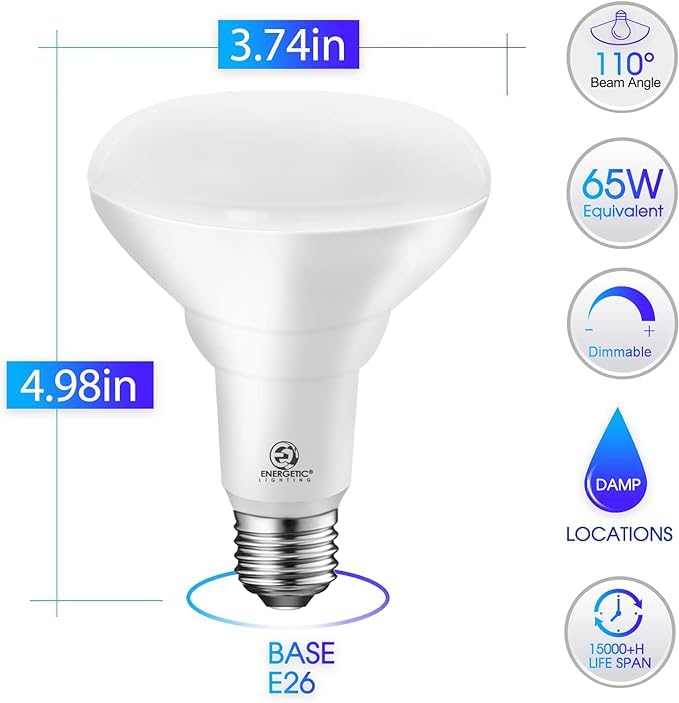 Energetic Lighting BR30 dimmable bulb in can lighting for mood control.