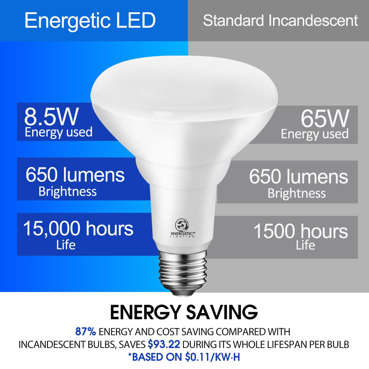 Energetic Lighting BR30 damp-rated bulb for bathrooms and kitchens.