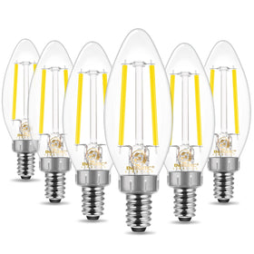 Energetic Lighting dusk-to-dawn bulbs illuminate porch automatically at sunset for convenience.