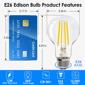 Energetic Lighting Edison filament bulb close-up shows bright 1600 lumens.