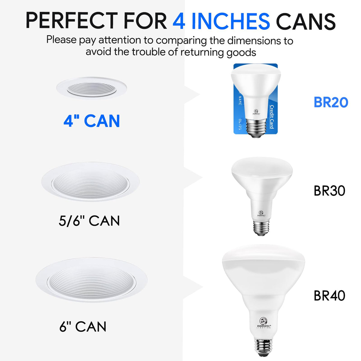 Energetic Lighting BR20 installed in indoor kitchen recessed can