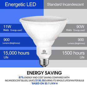 Energetic Lighting non-dimmable PAR38 bulb shown in assembly view.