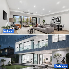 Energetic Lighting flood lighting ideal for patios and garages.
