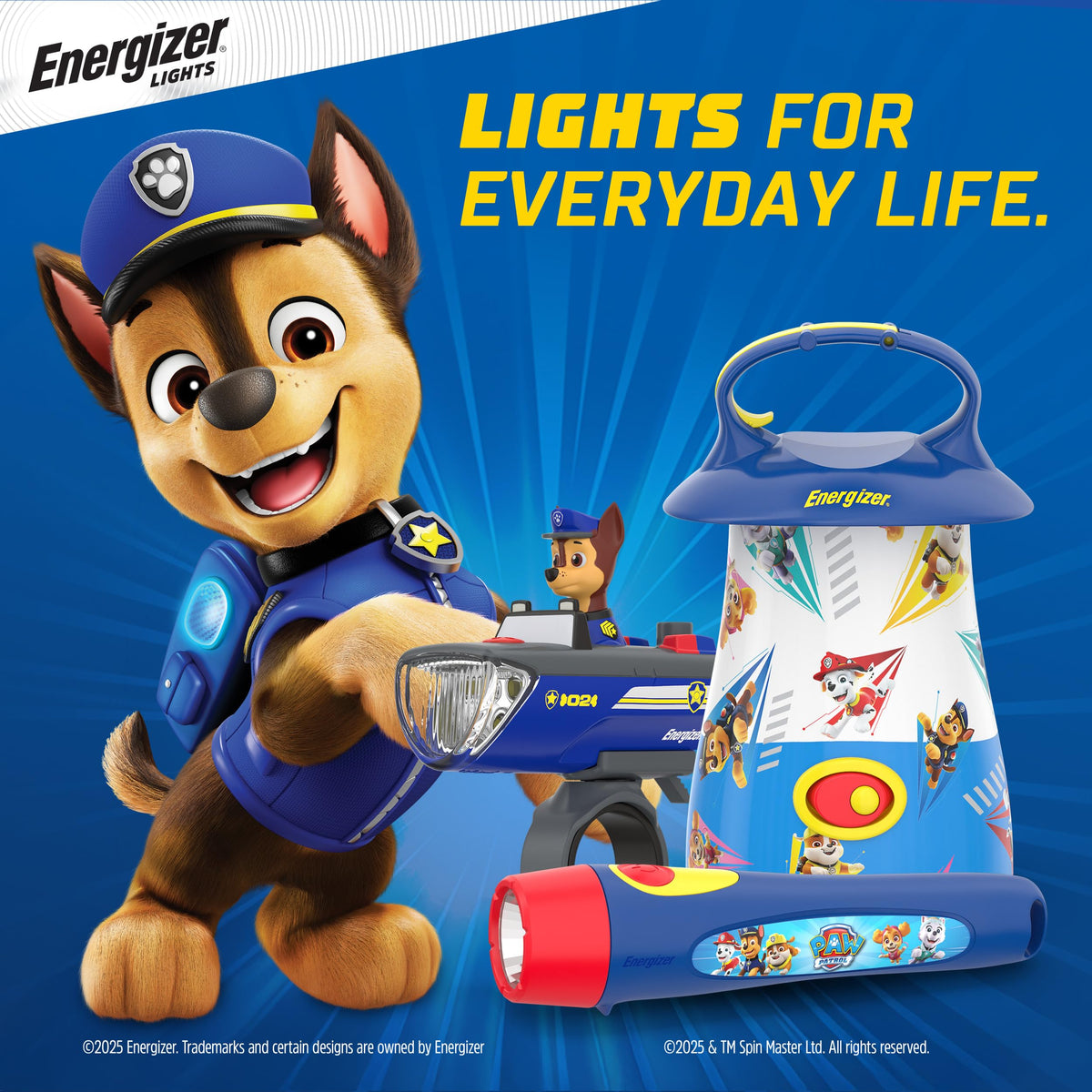 Energizer built-in lanyard loop keeps PAW Patrol lights reachable.